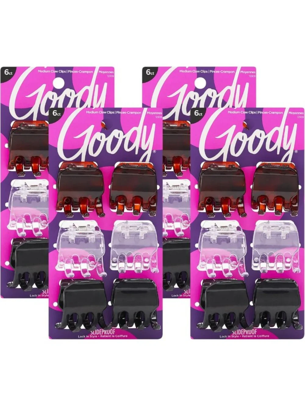 Classic Claw Hair Clips - 6-Pack in Clear, Brown & Black - Strong Hold for All